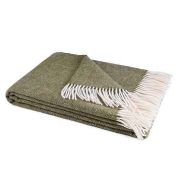 Плед 100% шерсть Lambswool 140х200 см оливковый