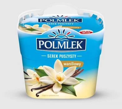 Сир вершковий Polmlek Serek Puszysty Waniliowy Capresi Полмлек Капрезі Сирок десерт творожний Ванільний Стакан 150г
