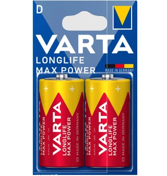 Батарейки VARTA Longlife Max Power LR20/D, 2 шт