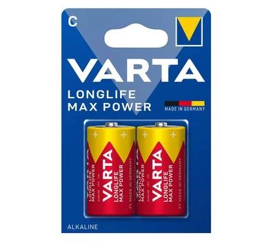 Батарейки алкалінові VARTA LONGLIFE MAX POWER LR14/C 1,5 В, 2 шт. у блістері