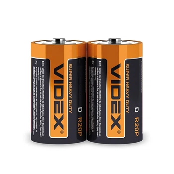 Батарейка сольова VIDEX R20P/D, D, 1,5 В, 2 шт.