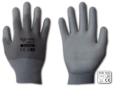 Рукавички захисні Bradas Pure Gray поліуретан розмір 8 (RWPGY8)