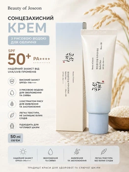 Сонцезахисний крем для обличчя з рисовою водою SPF50+ PA++++ 50 мл Beauty of Joseon (988)