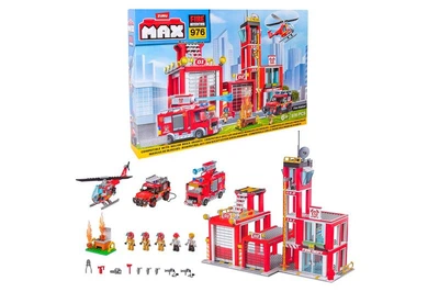 Конструктор ZURU MAX CITY Пожарная часть с техникой и фигурками спасателей 976 деталей 6+ (83165)