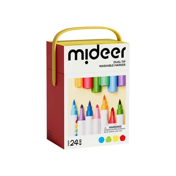 Двосторонні фломастери Mideer «Dual-Tip Washable Marker» у боксі (24 кольори) / Двосторонні маркери що змиваються