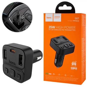 АЗП з FM-модулятором HOCO E87 Delta 35W(1A1C) car BT FM transmitter