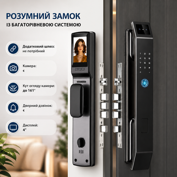 Умный дверной замок LOCK97 с 3D Face ID Электронная система контроля доступа с камерой Биометрическое Wi-Fi устройство со сканером отпечатка пальца Бесключевое решение для квартиры дома офиса