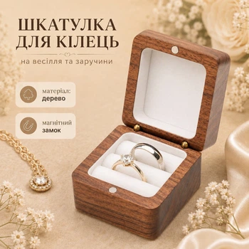 Шкатулка коробочка для колец деревянная,ювелирная свадебный футляр обручальных колец для свадьбы или предложения руки и серца