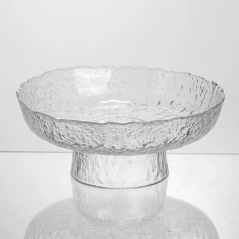 Фруктовница на ножке Ice Textured 20 см с ледяной текстурой стекла Yiwu HP-34-89 (A-051296)