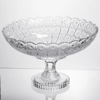 Фруктовниця на ніжці скляна Queen Lace 32 см під кришталь Yiwu HP-34-47