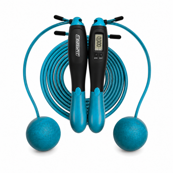 Скакалка скоростная для похудения (беспроводная) EasyFit TwinRope EF-1909-GN (с счетчиком) 2,8 м Черно-бирюзовый