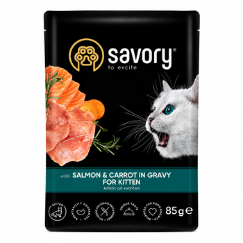Savory для кошенят з лососем та морквою в соусі