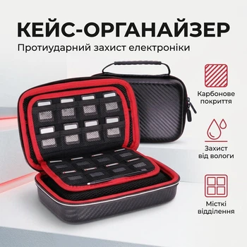 Противоударный кейс-органайзер для электроники и карт памяти 20 х 12.5 х 7.5 см