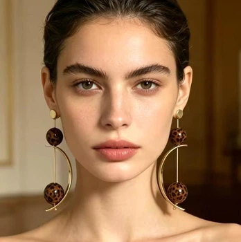 Жіночі сережки "Астрономія" 9.5 см jewelry Золотисті