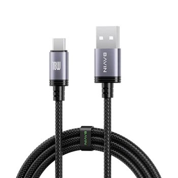 Кабель BAVIN U-CB364-C FAST CHARGING 18W USB-A/Type-C 1M Black