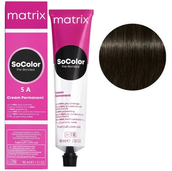 Крем-фарба для волосся MATRIX SoColor Pre-Bonded 5A світлий шатен попелястий 90 мл