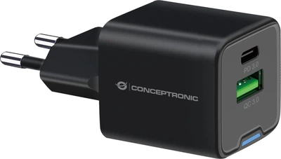 Ładowarka Conceptronic ALTHEA15B USB-C + USB-A 20W GaN PD 3.0 PPS QC 3.0 Czarna (ALTHEA15B)