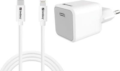 Zestaw do ładowania Sandberg 441-57 USB-C 20W PD + Lightning 1m Biały (441-57)