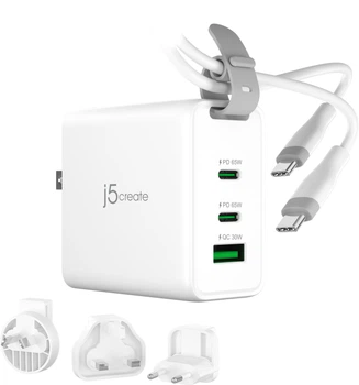Ładowarka j5create JUP3565CV-N 3-Port 65W GaN PD 3.0 Biały (JUP3565CV-N)