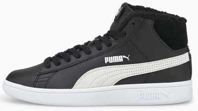 Кроссовки Puma Kids Smash V2 Mid Fur Black/White р. 4/35.5/23см