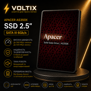 Накопитель SSD Apacer AS350X 1TB 2.5" 7mm SATAIII 3D NAND
