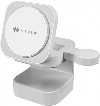 Bezprzewodowa stacja ładowania Hyper HyperJuice Qi2 3-in-1 Magnetic Charging Stand White (HJ3320WHGL)