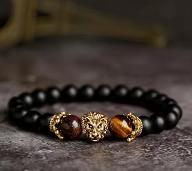 Браслет із натурального каменю LION тигрове око