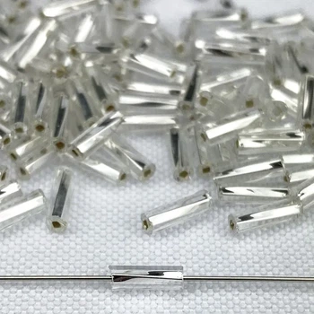 Чеський стеклярус Preciosa Ornela 78102 сріблястий вогник 3" (7 мм) 5 г (ЧС-78102)