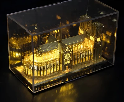 Металева збірна 3D модель Собор Паризької Богоматері з підсвічуванням 115*45*70 мм. Нотр Дам
