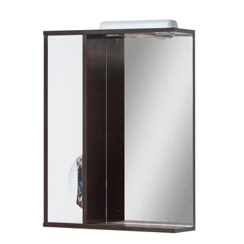 Дзеркальна шафа для ванної кімнати Van Mebles Венге 750x600 L з підсвічуванням, прямокутний