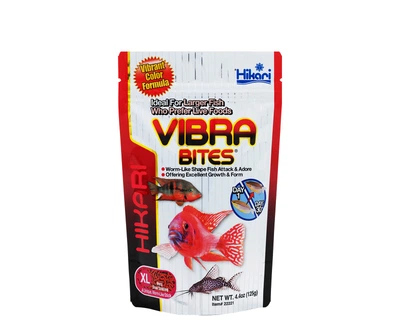 Корм Hikari Tropical Vibra Bites XL 125g, в виде крупного мотыля для больших рыб