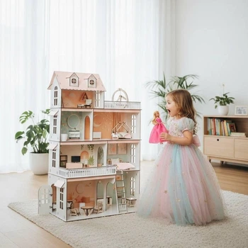 Ляльковий будинок Sunny Cottage дерев'яний з меблями Дитячий будиночок для ляльок барбі дівчаток lol Лайт
