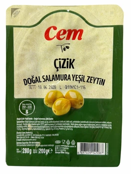 Оливки зелені Cem надрізані в розсолі 280г Туреччина