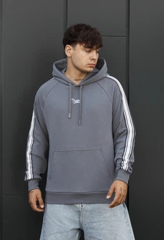Чоловіча Кофта Стаф Сіра Із Лампасами Та Логотипом Спортивна Худі Staff Lampas & Logo Gray XS (402571)
