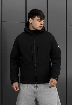 Мужская Куртка Демисезонная Стаф Черная Софтшел Базовая Staff Soo Black XS (402647)