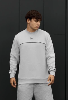 Мужской Свитшот Стаф Светло-серый Однотонный С Логотипом Отражающий Staff Logo Light Gray Reflective M (402562)