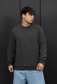 Мужской Свитшот Стаф Темно-серый Однотонный Базовый Staff Dark Gray Basic XS (402599)