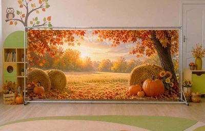 Баннер осенний для фотозоны PHOTODECOR «Тыквенная осень на рассвете» 1 кв.м.