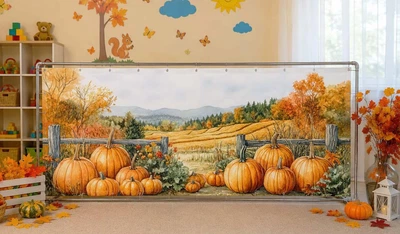 Банер осінній для фотозони PHOTODECOR «Осінній куточок з гарбузами та декором» 1 кв.м.