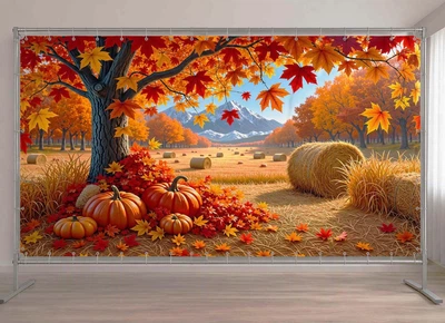 Баннер осенний для фотозоны PHOTODECOR «Тыквы и кленовые листья» 1 кв.м.