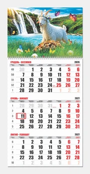 Календарь Козы квартальный 2027 год Контраст на одну пружину 01