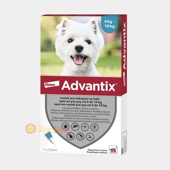 Капли от блох и клещей Elanco Advantix для собак от 4 кг до 10 кг (1 пипетка)