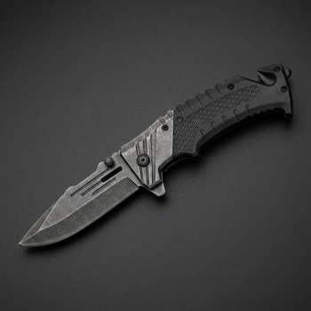 Нож складной Туристический со стеклобоем и стропорезом и клипсой GW6010