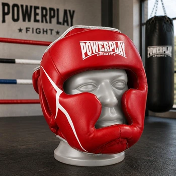 Шлем боксерский с полной защитой тренировочный красный PowerPlay 3100 размер XS