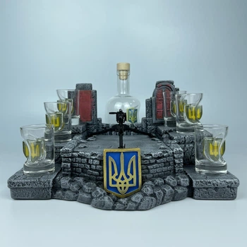 Сувенірний мінібар з моделлю кулемета Browning M2 з пляшкою та чарками зі вставками (11578-2)