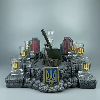 Сувенірний мінібар з моделлю міномета 82 мм з графіном та чарками зі вставками (11359-3)