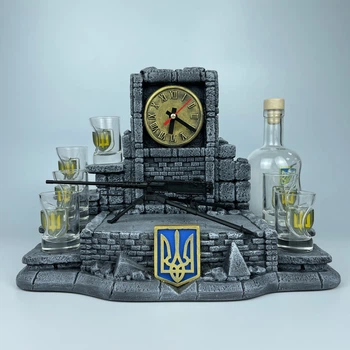 Сувенірний мінібар з моделлю кулемета Browning M2 з пляшкою та чарками зі вставками (11579-2)