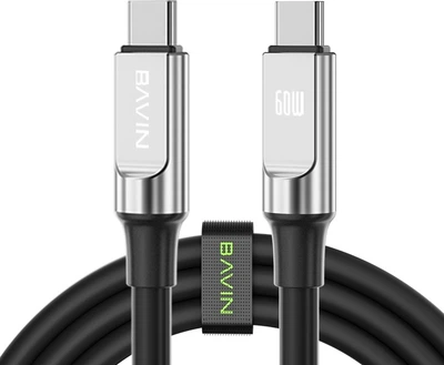 Кабель Bavin U-CB288-CC Super Fast Charging 60W Type-C/Type-C 1.2 м Black (U-CB288-CC BK)