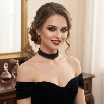 Готичний чокер з павуком Honey Fashion Accessories чорний (12-399)