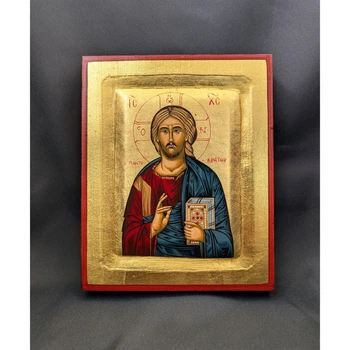 Писаная греческая икона Иисус Христос Вседержитель 13×16 см